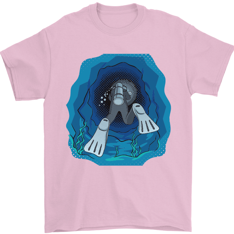 3D Scuba Diver Diving Mens T-Shirt Cotton Gildan Light Pink