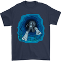 3D Scuba Diver Diving Mens T-Shirt Cotton Gildan Navy Blue