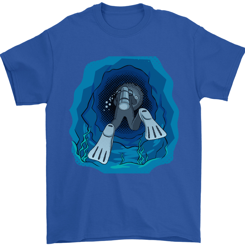 3D Scuba Diver Diving Mens T-Shirt Cotton Gildan Royal Blue