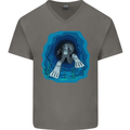 3D Scuba Diver Diving Mens V-Neck Cotton T-Shirt Charcoal