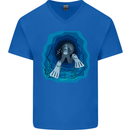 3D Scuba Diver Diving Mens V-Neck Cotton T-Shirt Royal Blue