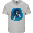 3D Scuba Diver Diving Mens V-Neck Cotton T-Shirt Sports Grey