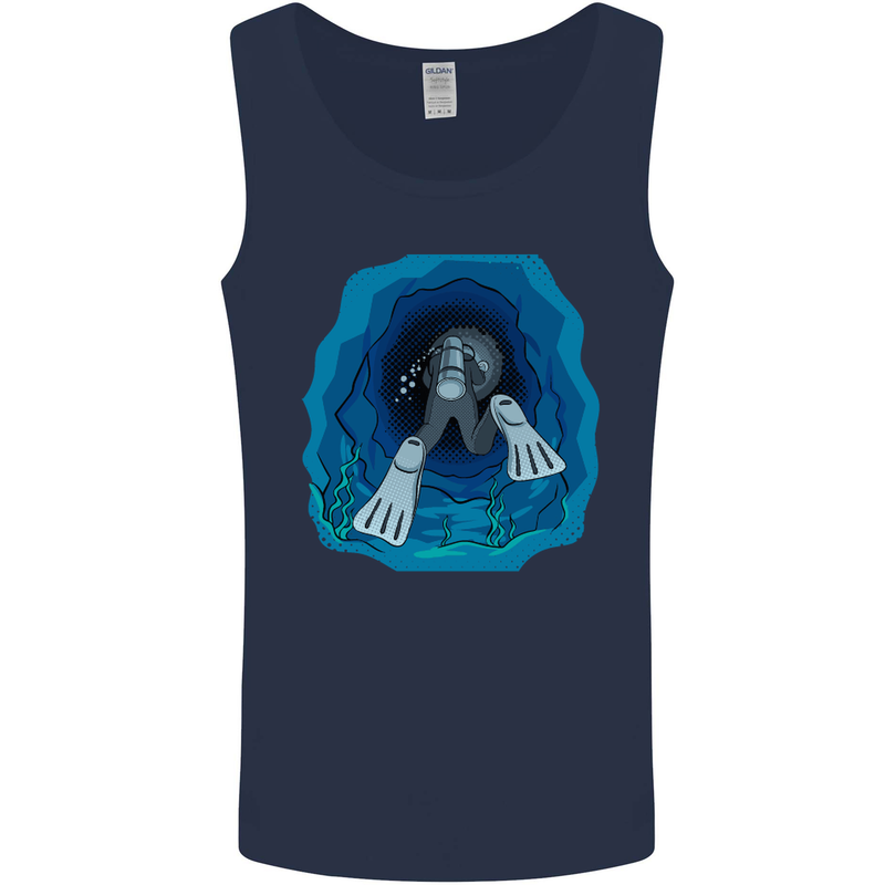 3D Scuba Diver Diving Mens Vest Tank Top Navy Blue