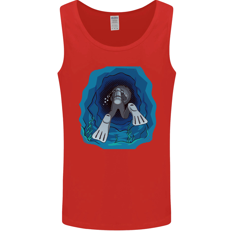 3D Scuba Diver Diving Mens Vest Tank Top Red