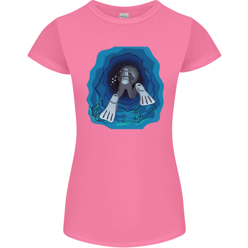 3D Scuba Diver Diving Womens Petite Cut T-Shirt Azalea