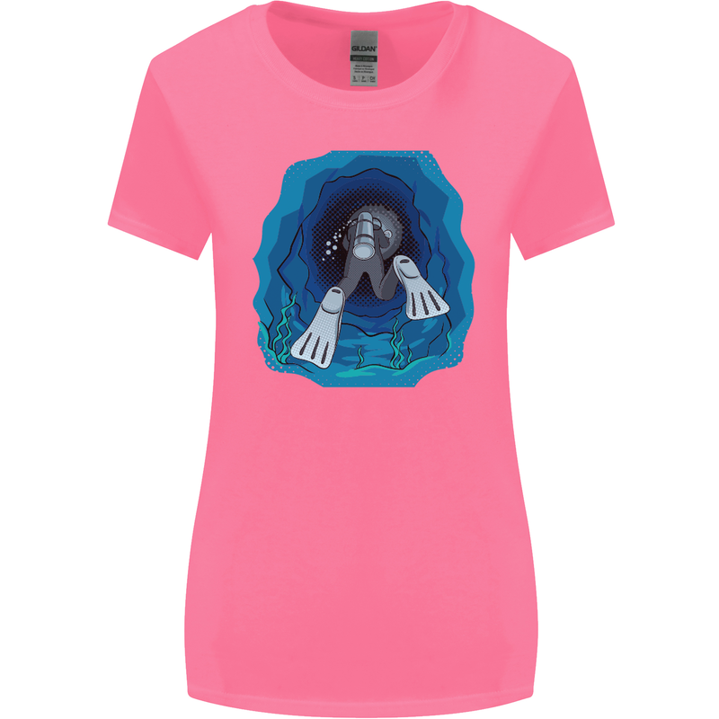 3D Scuba Diver Diving Womens Wider Cut T-Shirt Azalea