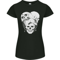 3 Skulls Gothic Heavy Metal Biker Demon Womens Petite Cut T-Shirt Black