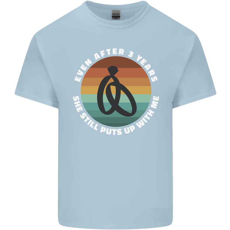 3 Year Wedding Anniversary 3rd Marriage Mens Cotton T-Shirt Tee Top Light Blue