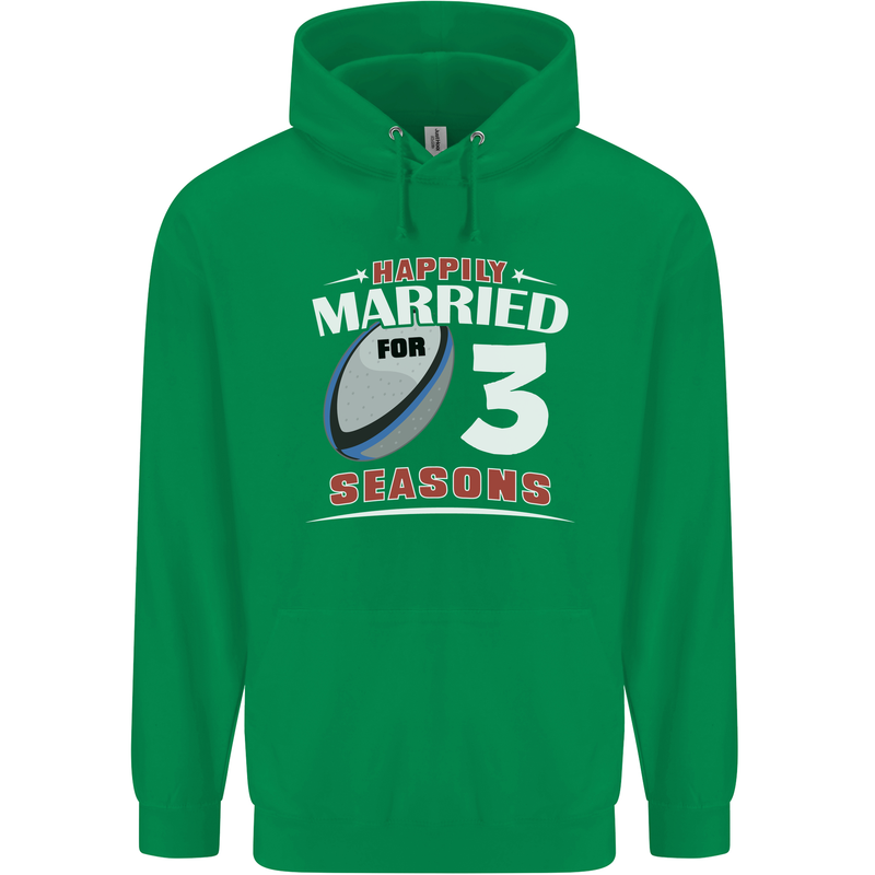 3 Year Wedding Anniversary 3rd Rugby Mens 80% Cotton Hoodie Irish Green