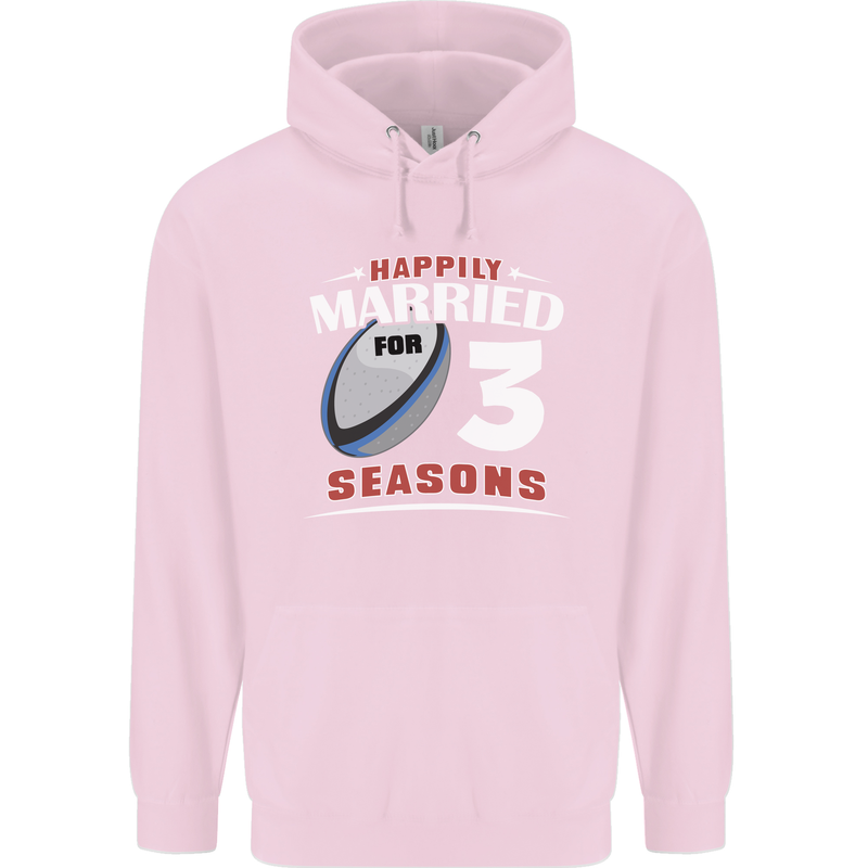 3 Year Wedding Anniversary 3rd Rugby Mens 80% Cotton Hoodie Light Pink