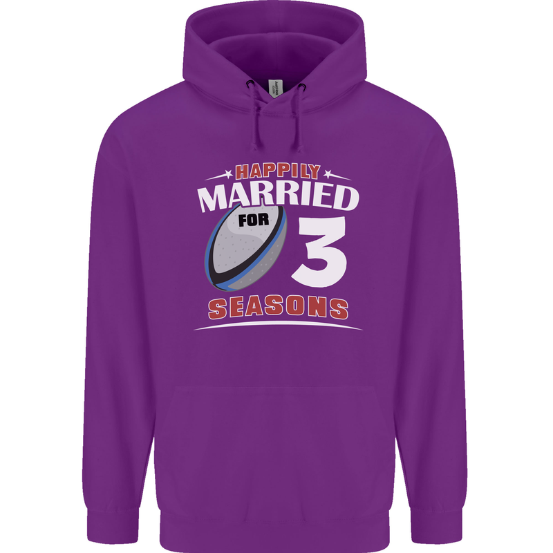 3 Year Wedding Anniversary 3rd Rugby Mens 80% Cotton Hoodie Purple