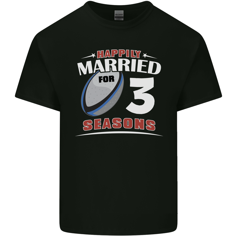 3 Year Wedding Anniversary 3rd Rugby Mens Cotton T-Shirt Tee Top Black