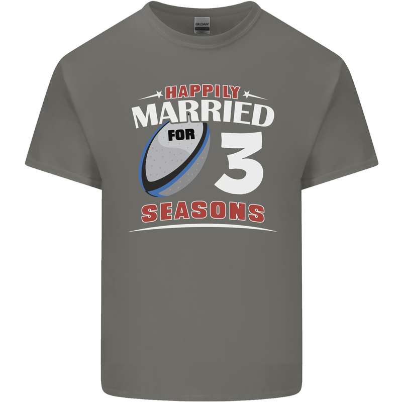 3 Year Wedding Anniversary 3rd Rugby Mens Cotton T-Shirt Tee Top Charcoal