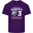 3 Year Wedding Anniversary 3rd Rugby Mens Cotton T-Shirt Tee Top Purple