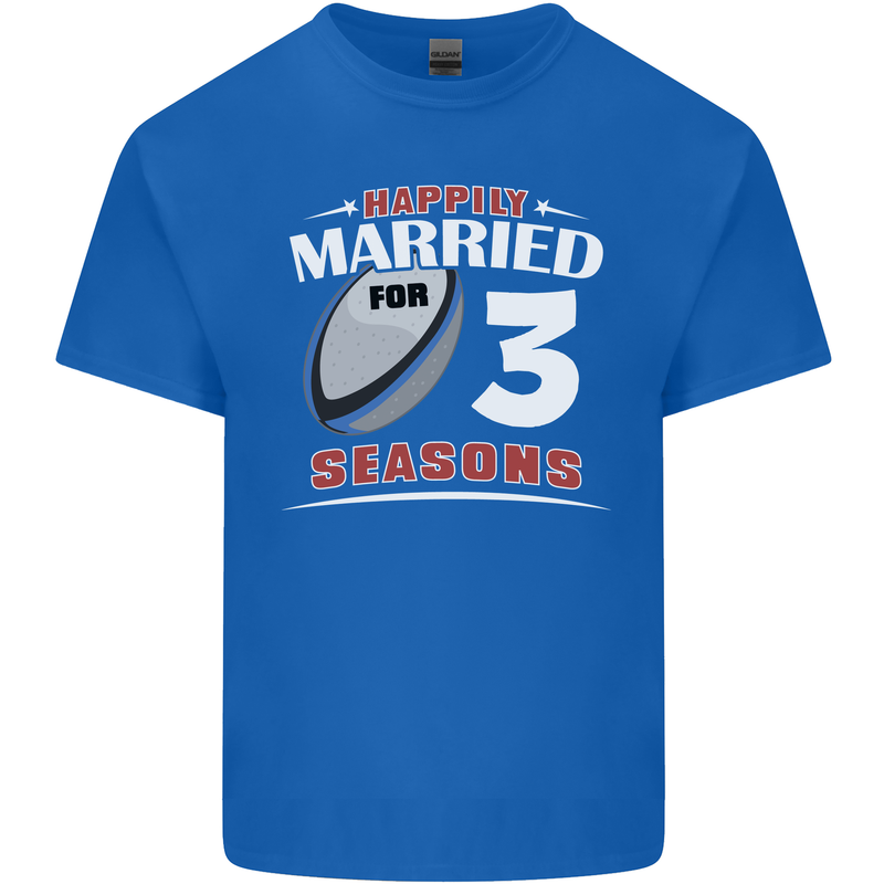 3 Year Wedding Anniversary 3rd Rugby Mens Cotton T-Shirt Tee Top Royal Blue