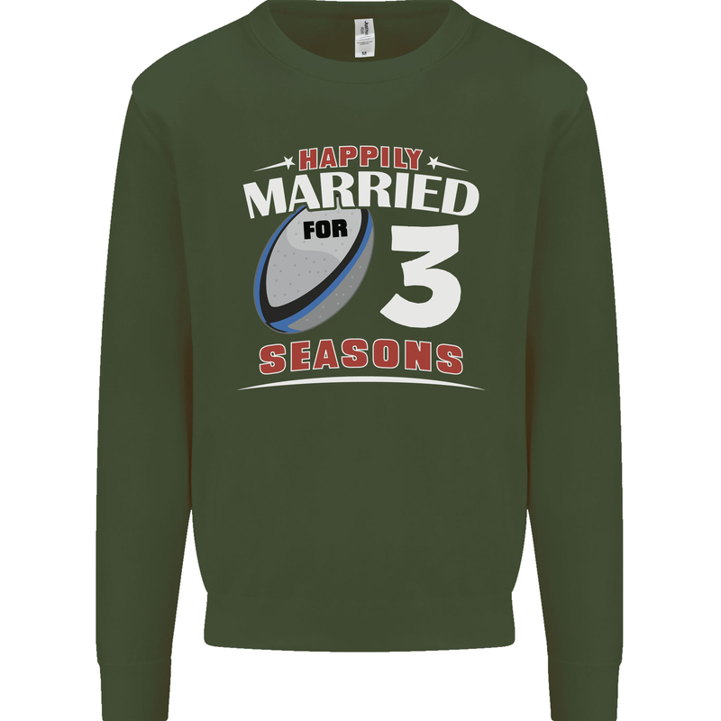 3 Year Wedding Anniversary 3rd Rugby Mens Sweatshirt Jumper Forest Green