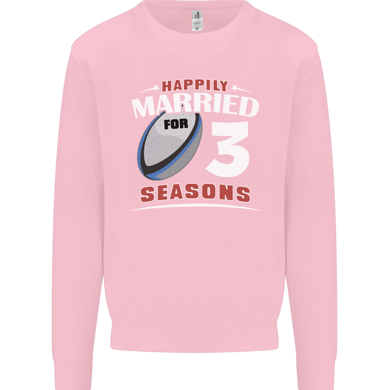 3 Year Wedding Anniversary 3rd Rugby Mens Sweatshirt Jumper Light Pink