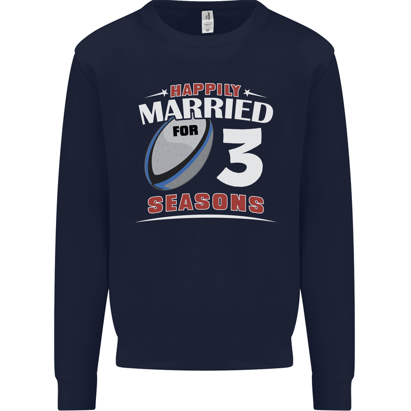 3 Year Wedding Anniversary 3rd Rugby Mens Sweatshirt Jumper Navy Blue