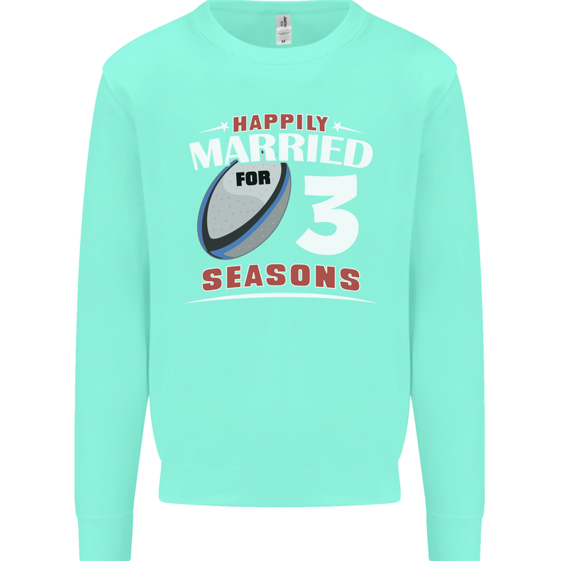 3 Year Wedding Anniversary 3rd Rugby Mens Sweatshirt Jumper Peppermint