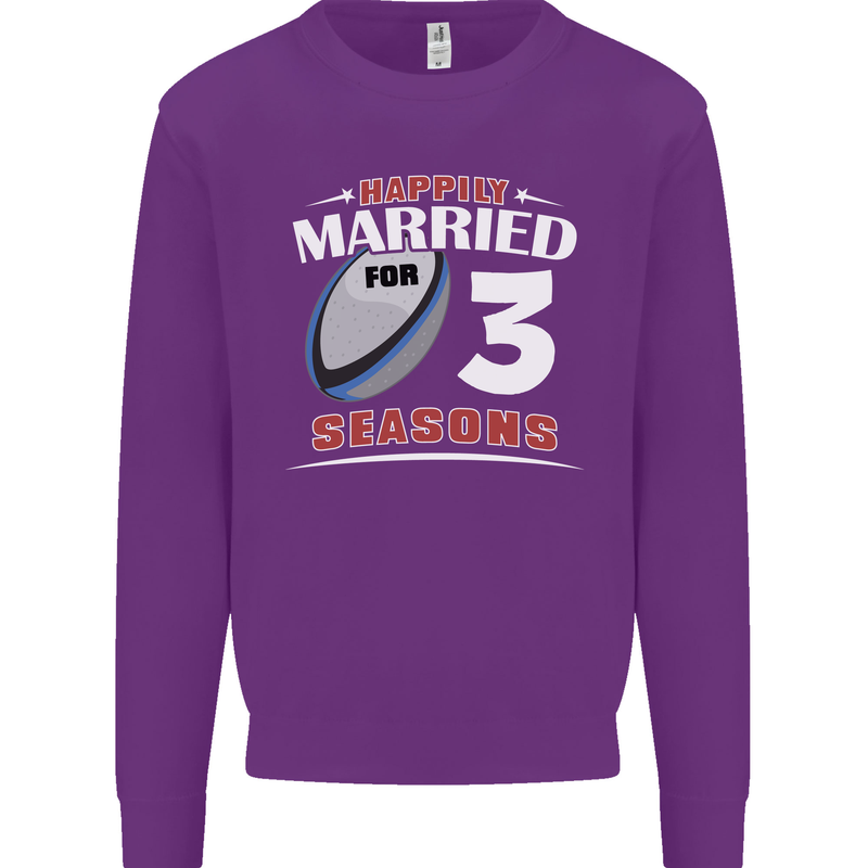 3 Year Wedding Anniversary 3rd Rugby Mens Sweatshirt Jumper Purple