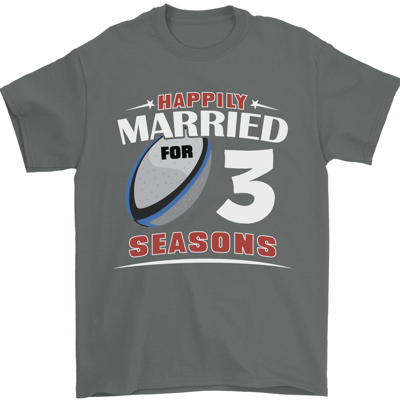 3 Year Wedding Anniversary 3rd Rugby Mens T-Shirt 100% Cotton Charcoal