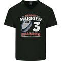 3 Year Wedding Anniversary 3rd Rugby Mens V-Neck Cotton T-Shirt Black