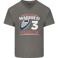 3 Year Wedding Anniversary 3rd Rugby Mens V-Neck Cotton T-Shirt Charcoal