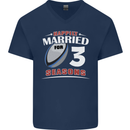 3 Year Wedding Anniversary 3rd Rugby Mens V-Neck Cotton T-Shirt Navy Blue