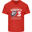 3 Year Wedding Anniversary 3rd Rugby Mens V-Neck Cotton T-Shirt Red