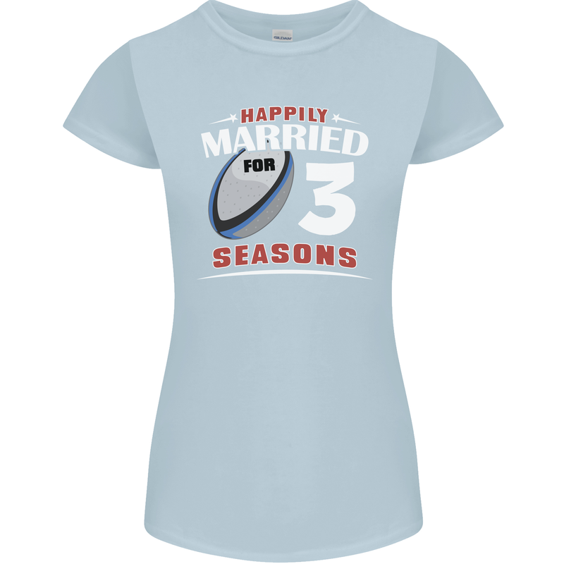 3 Year Wedding Anniversary 3rd Rugby Womens Petite Cut T-Shirt Light Blue