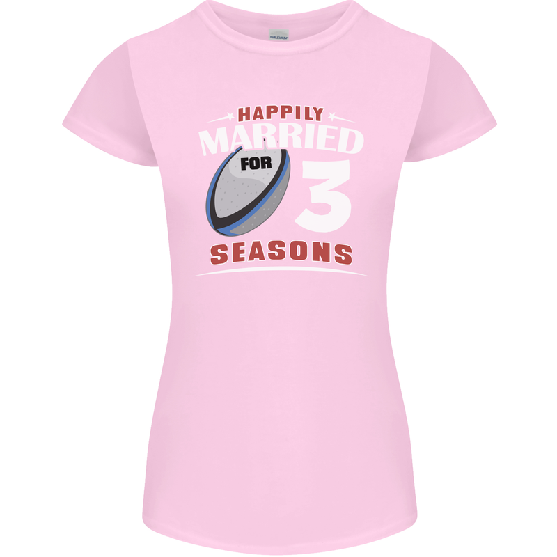 3 Year Wedding Anniversary 3rd Rugby Womens Petite Cut T-Shirt Light Pink