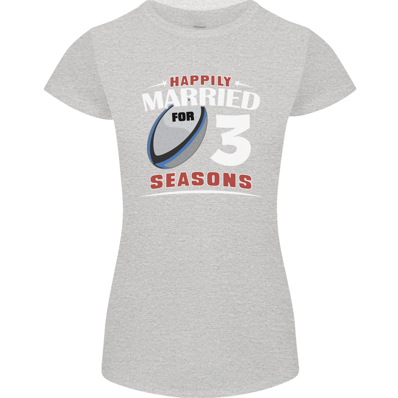 3 Year Wedding Anniversary 3rd Rugby Womens Petite Cut T-Shirt Sports Grey