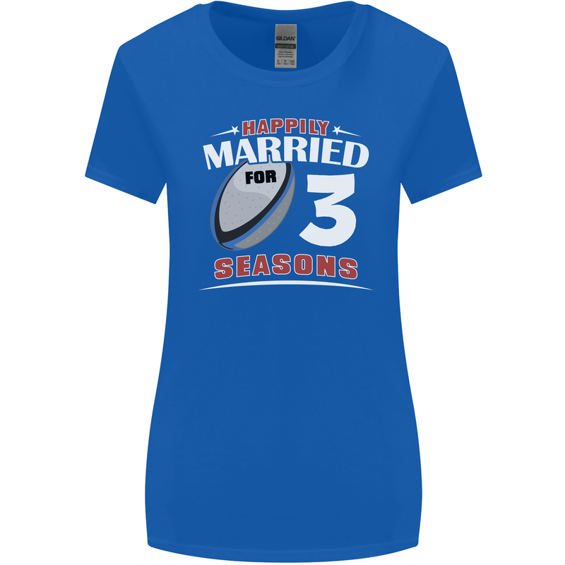 3 Year Wedding Anniversary 3rd Rugby Womens Wider Cut T-Shirt Royal Blue