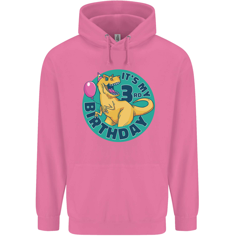 3rd Birthday Dinosaur T-Rex 3 Year Old Childrens Kids Hoodie Azalea