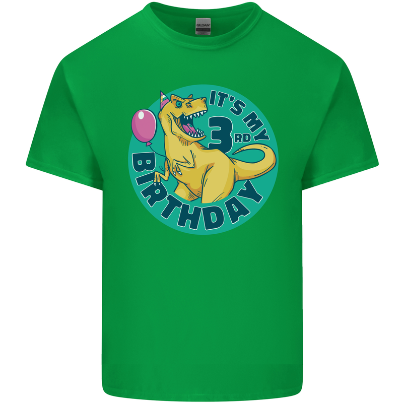 3rd Birthday Dinosaur T-Rex 3 Year Old Kids T-Shirt Childrens Irish Green