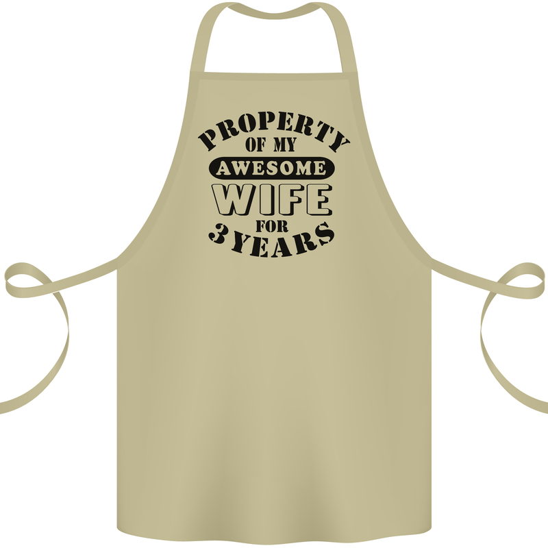 3rd Wedding Anniversary 3 Year Funny Wife Cotton Apron 100% Organic Khaki