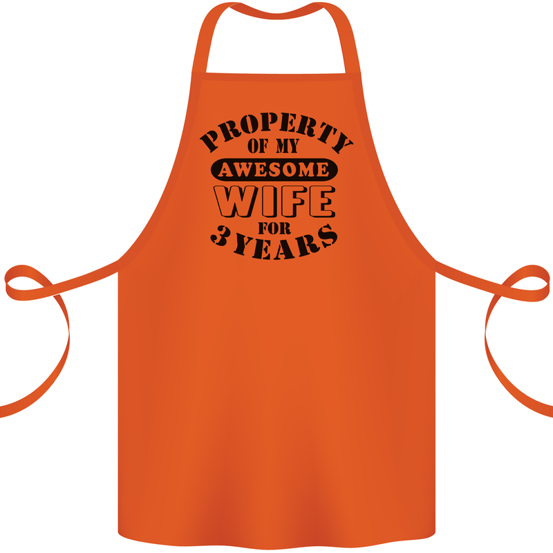 3rd Wedding Anniversary 3 Year Funny Wife Cotton Apron 100% Organic Orange