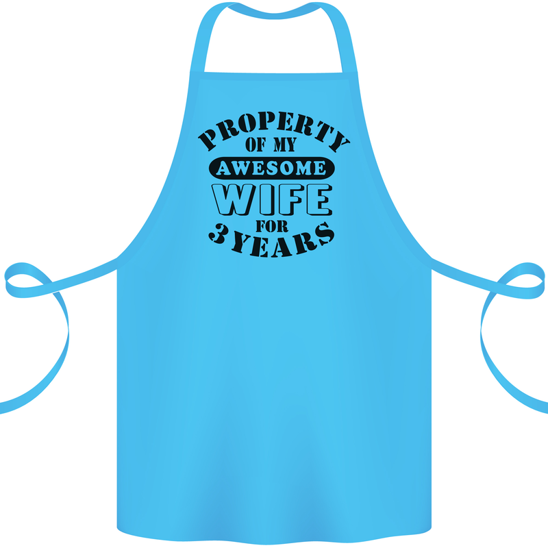 3rd Wedding Anniversary 3 Year Funny Wife Cotton Apron 100% Organic Turquoise