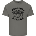 3rd Wedding Anniversary 3 Year Funny Wife Mens Cotton T-Shirt Tee Top Charcoal