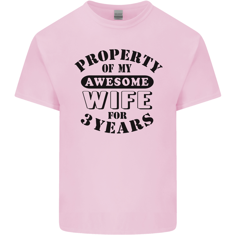 3rd Wedding Anniversary 3 Year Funny Wife Mens Cotton T-Shirt Tee Top Light Pink