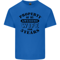 3rd Wedding Anniversary 3 Year Funny Wife Mens Cotton T-Shirt Tee Top Royal Blue