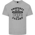 3rd Wedding Anniversary 3 Year Funny Wife Mens Cotton T-Shirt Tee Top Sports Grey