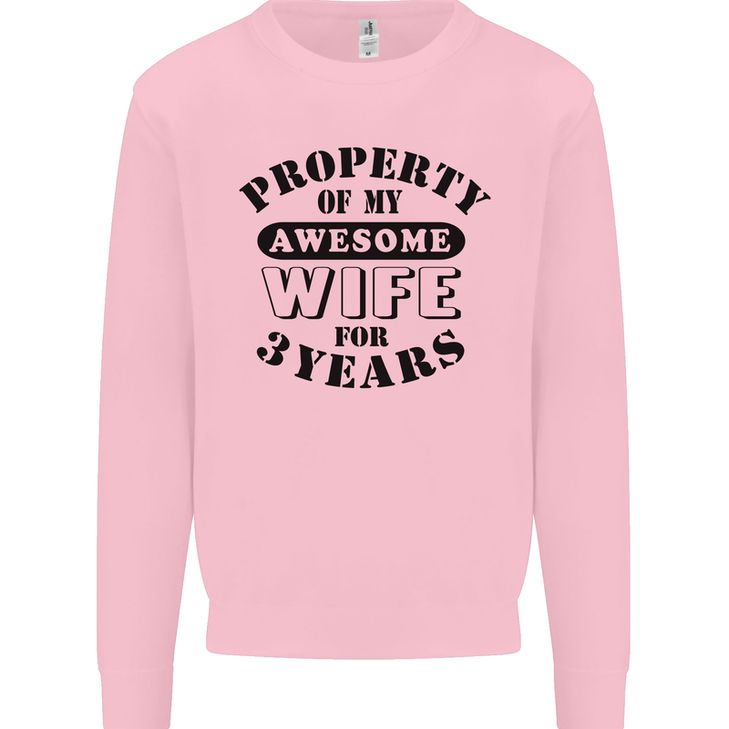 3rd Wedding Anniversary 3 Year Funny Wife Mens Sweatshirt Jumper Light Pink