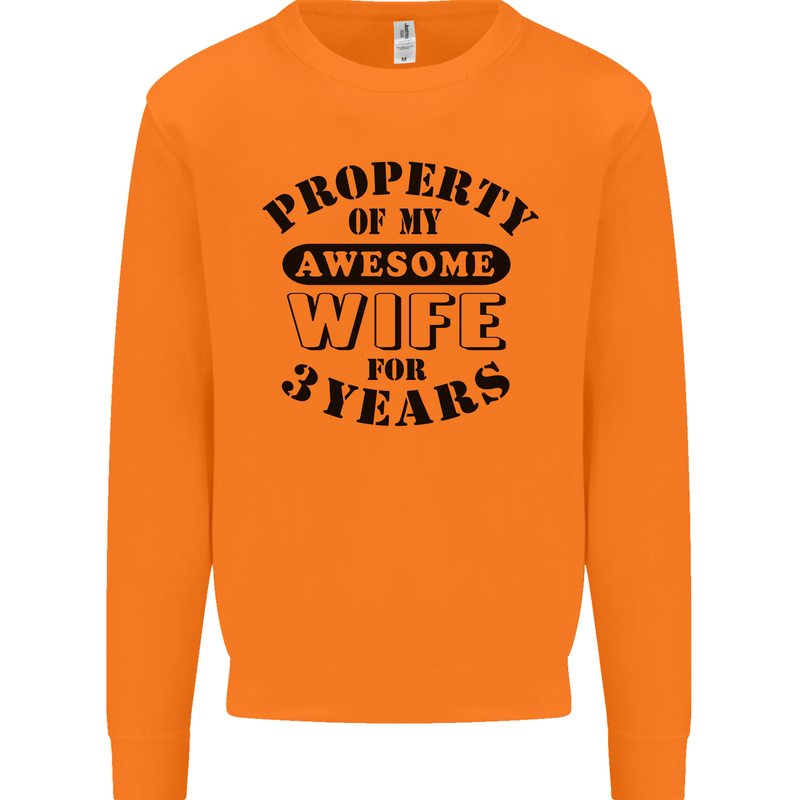 3rd Wedding Anniversary 3 Year Funny Wife Mens Sweatshirt Jumper Orange