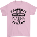 3rd Wedding Anniversary 3 Year Funny Wife Mens T-Shirt 100% Cotton Light Pink