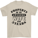 3rd Wedding Anniversary 3 Year Funny Wife Mens T-Shirt 100% Cotton Sand