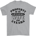 3rd Wedding Anniversary 3 Year Funny Wife Mens T-Shirt 100% Cotton Sports Grey
