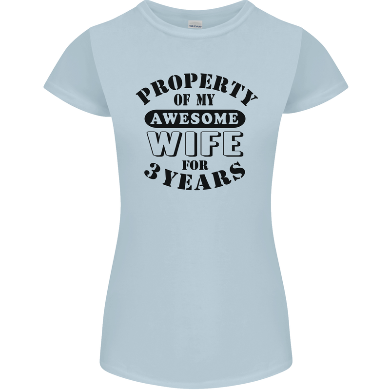 3rd Wedding Anniversary 3 Year Funny Wife Womens Petite Cut T-Shirt Light Blue