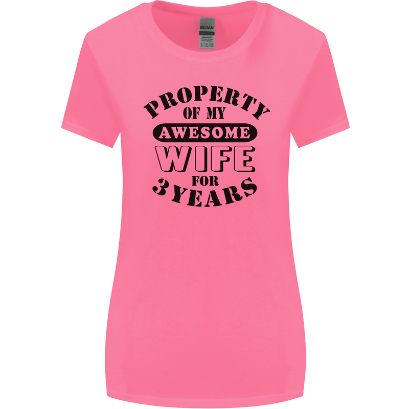 3rd Wedding Anniversary 3 Year Funny Wife Womens Wider Cut T-Shirt Azalea