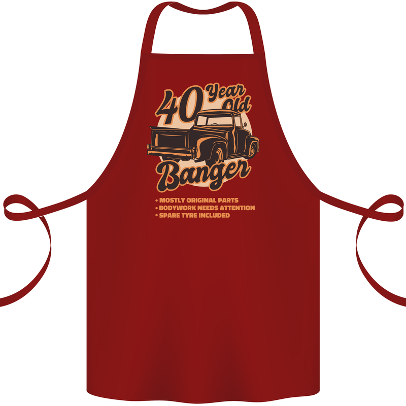 40 Year Old Banger Birthday 40th Year Old Cotton Apron 100% Organic Maroon